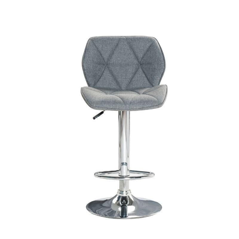 Tabouret moderne avec cadre en acier inoxydable – Élégant et durable avec hauteur réglable, doté d'un revêtement en tissu gris confortable, idéal pour les bars, les cuisines ou les espaces de travail