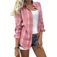 thumbnail image 4 of ClodeEU Women's Collared Button Down Long Sleeve Plaid Shirt,Casual Shacket with Chest Pocket ,Women's Plus M, 4 of 6