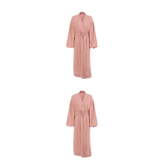 yingyy 1/2/3/5 Femmes Printemps Style Décontracté Ouvert devant Vêtements de Nuit Filles Simple Robe de Nuit à Manches Longues Vêtements de Pyjama Maison Marron G 2 Pcs