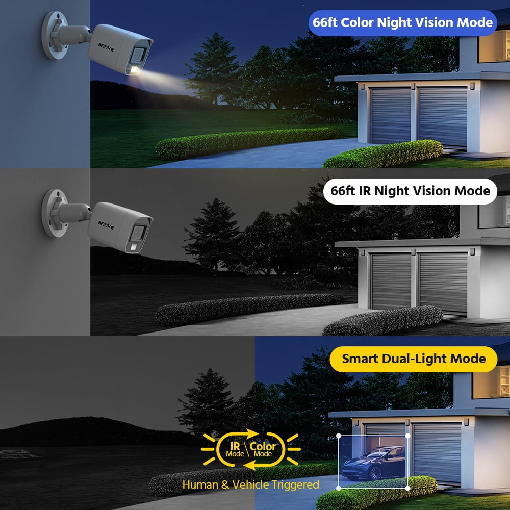 ANNKE 4pcs 2MP Wired Security Camera Kits, HD TVI Bullet Security CCTV Camera System with IR Night Vision, IP66 Waterproof, Home Surveillance Camera System for Indoor/Outdoor,  Smart Dual Light