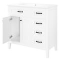 thumbnail image 4 of Soges 36" Bathroom Vanity with Sink Combo, Solid Wood Bathroom Makeup Cabinet with Door, Adjustable Shelf and 5 Drawers, Free Standing Single Basin Vanity Set, Durable & Easy to Clean, White, 4 of 10