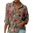 thumbnail image 4 of Sonducket Blusa informal con botones de manga larga y estampado de gasa para mujer Prendas para la parte del cuerpo Gris XXL, 4 of 6