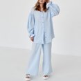 thumbnail image 4 of Camisa Conjunto de pijama de 2 piezas para mujer, conjunto de ropa de dormir informal de 2 piezas, conjunto de ropa de dormir holgada Ygjytge Azul T M para Mujer, 4 of 7