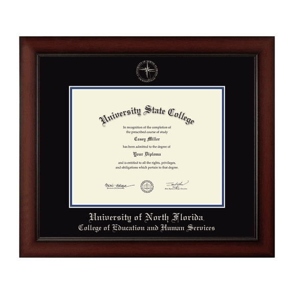 Framerly - UNF Education Diploma Frame with Black and Royal Blue Mat