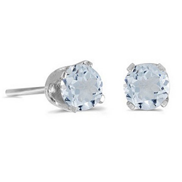 0.82ct Aquamarine Stud Earrings March Birthstone 14k White Gold