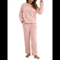 thumbnail image 1 of Pijama de 2 Piezas para Mujer, Conjunto de Ropa de Estar por Casa, Suéter de Punto, Cuello Redondo, Larga, Conjuntos Peludos Rosa S, 1 of 8