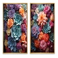 thumbnail image 2 of Designart "Succulent Delight Blue and Yellow Succulents" Succulent Framed Wall Art Set Of 2 - Multi-Color Floral Frame Gallery Set For Office Decor, 2 of 6