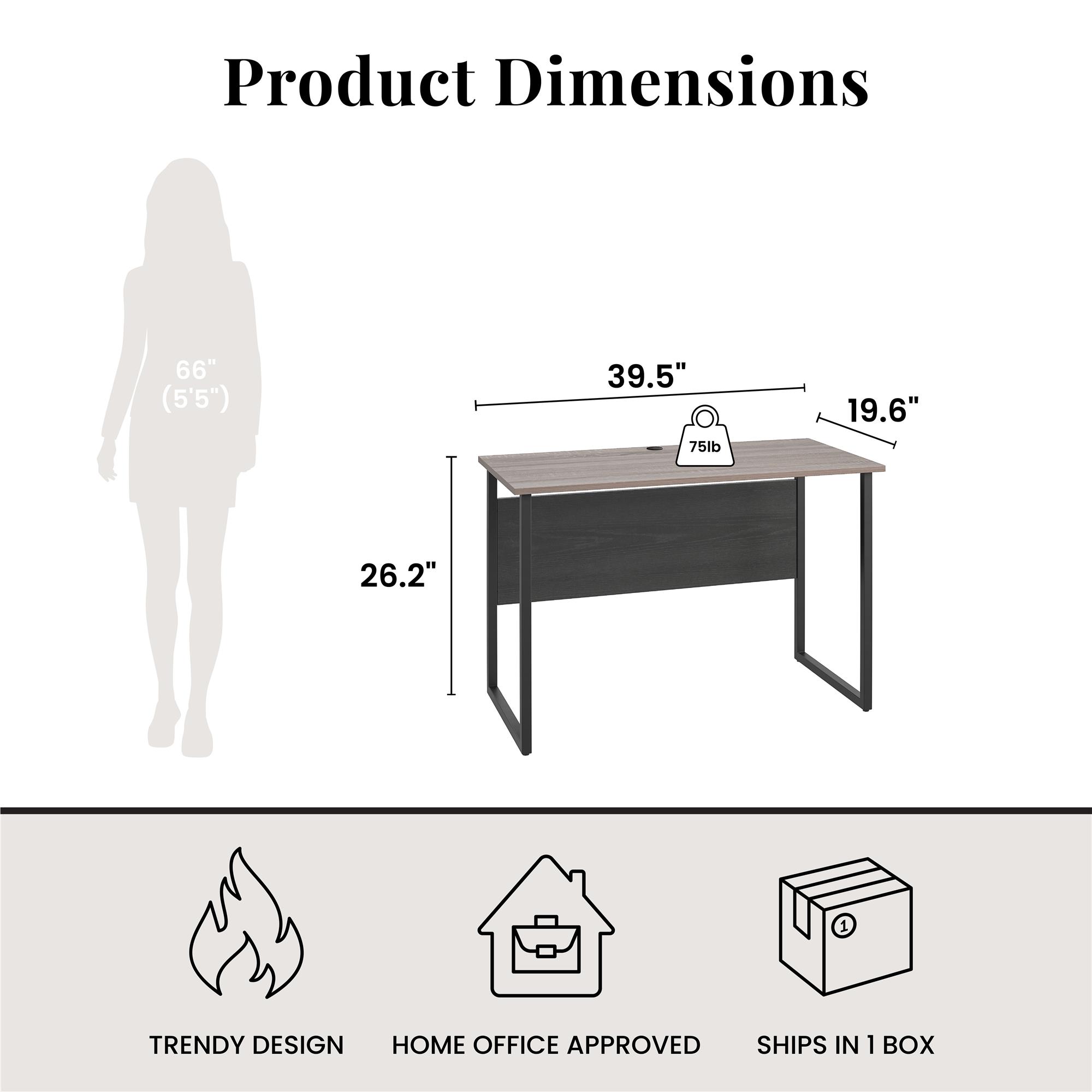 Ameriwood Home Sorina Writing Desk, Distressed Gray Oak & Black