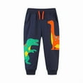 thumbnail image 2 of Bellafa 2-7 Years Boys Elastic Waist Cotton Sweatpants Dinosaur Applique Graphic Toddler Kids Jogger Pants with Pocket Drawstring, 2 of 8