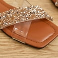thumbnail image 5 of Viluyesy Womens Slide Flat Sandals, Open Toe Trendy Rhinestones Slip On Summer Casual Beach Shoes Brown, 5 of 9