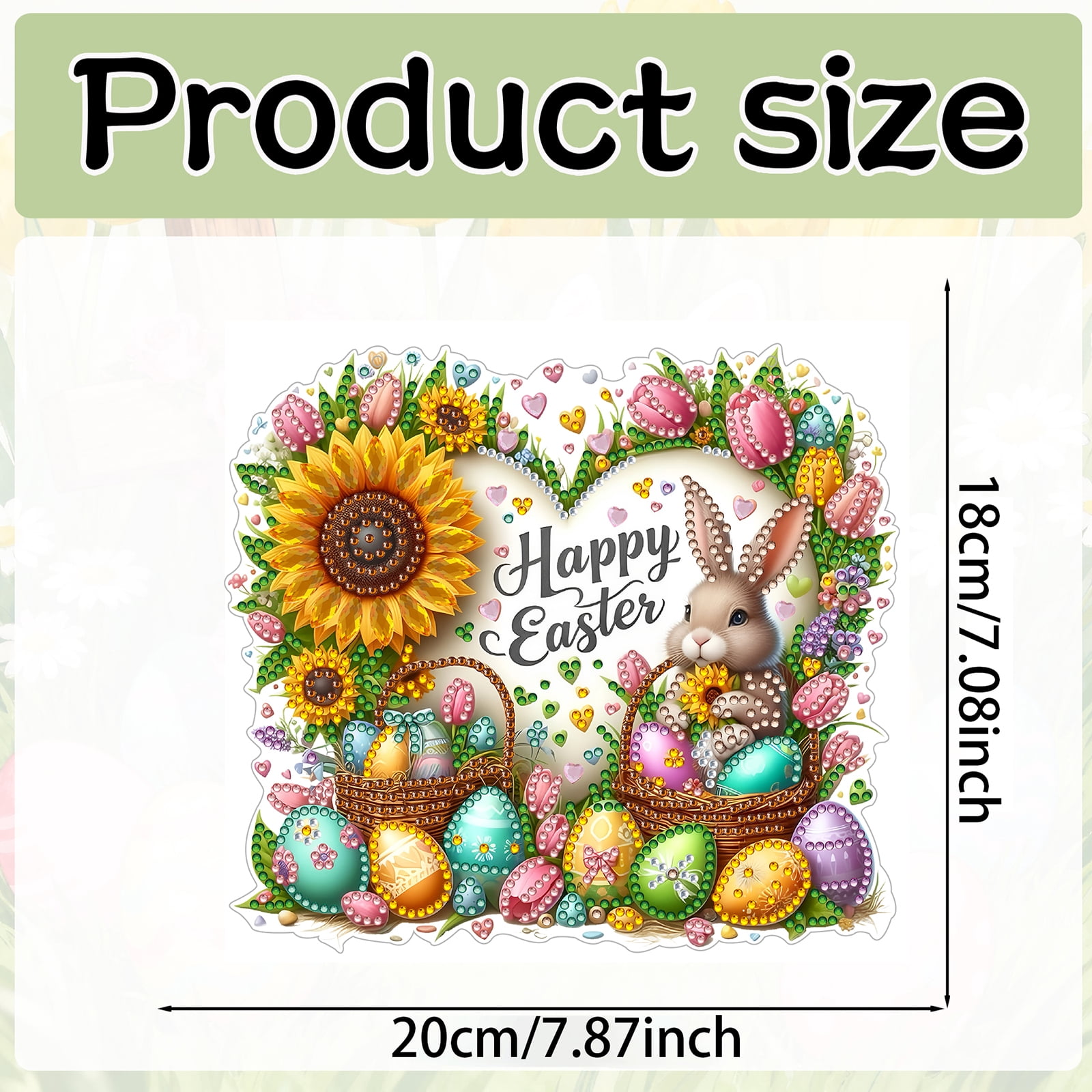 FLOPESN DIY Easter Diamond Art Painting Pendant Kit - 7.08X7.87in Acrylic Single-sided Rhinestone Dotting Pendant Wall Decor-Heart