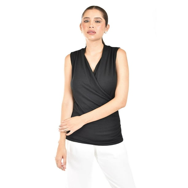 Blusa escote cruzado Roman Fashion /Juvenil, 10284 (Negro) multicolor G