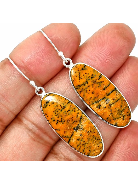 Natural Honey Dendritic Opal 925 Sterling Silver Earrings Jewelry E-1001 SDE84878