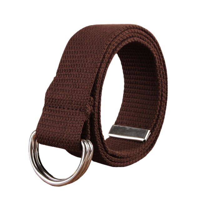 Wweixi Canvas Metal Waist Belt Replacement Unfading Exquisite Anti-rust Dual Ring Trimmable Breathable Jeans Shorts Belts Coffee