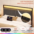 thumbnail image 3 of GUNAITO King Bed Frame with 2 Storage Drawers, Platform Bed with Headboard, Velvet Upholstered Bed Frame with LED Lights & Charging Station, Dark Grey, 3 of 4