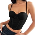 thumbnail image 2 of Ovbmpzd Womens Everyday Underwear Bras Fishbone Black Sexy Sheaperwear Slim Padded Cami Bras,90, 2 of 5