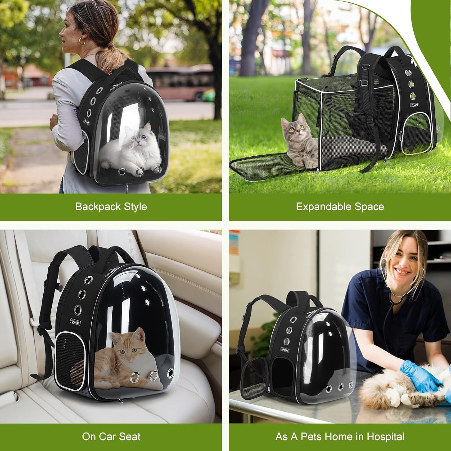 Cat Bubble Backpack Carrier - Expandable Large Space Cat Backpack for Kitty Small Dog up to 18lbs, Transparent Pet Carrier for Travel, Hiking, Walking & Outdoor, Gray