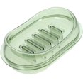 thumbnail image 1 of Bandeja de plástico transparente de lujo para jabón decorativo, bandeja de baño de doble capa sin perforaciones (transparente, verde) The Soapery, 1 of 6