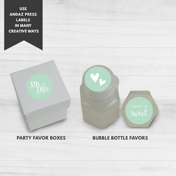 Mint Green Mr. & Mrs. Hershey´s Kisses Stickers, 216-Pack