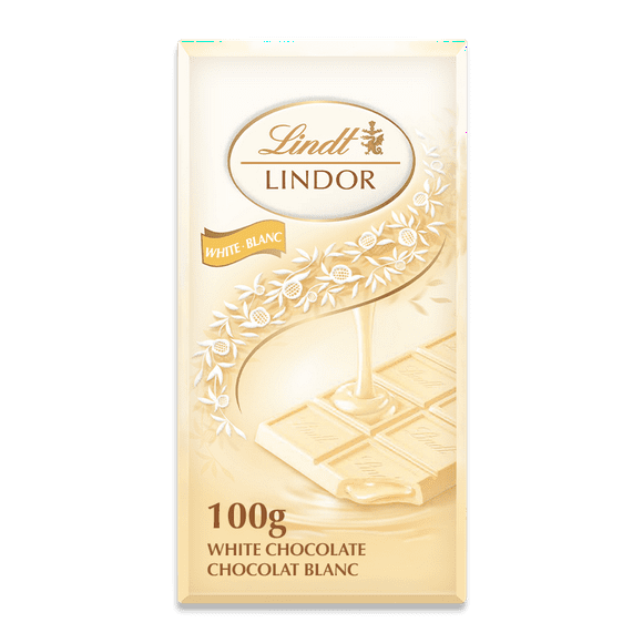 Lindt LINDOR White Chocolate Bar, 100 Grams, 100g Chocolate Tablets