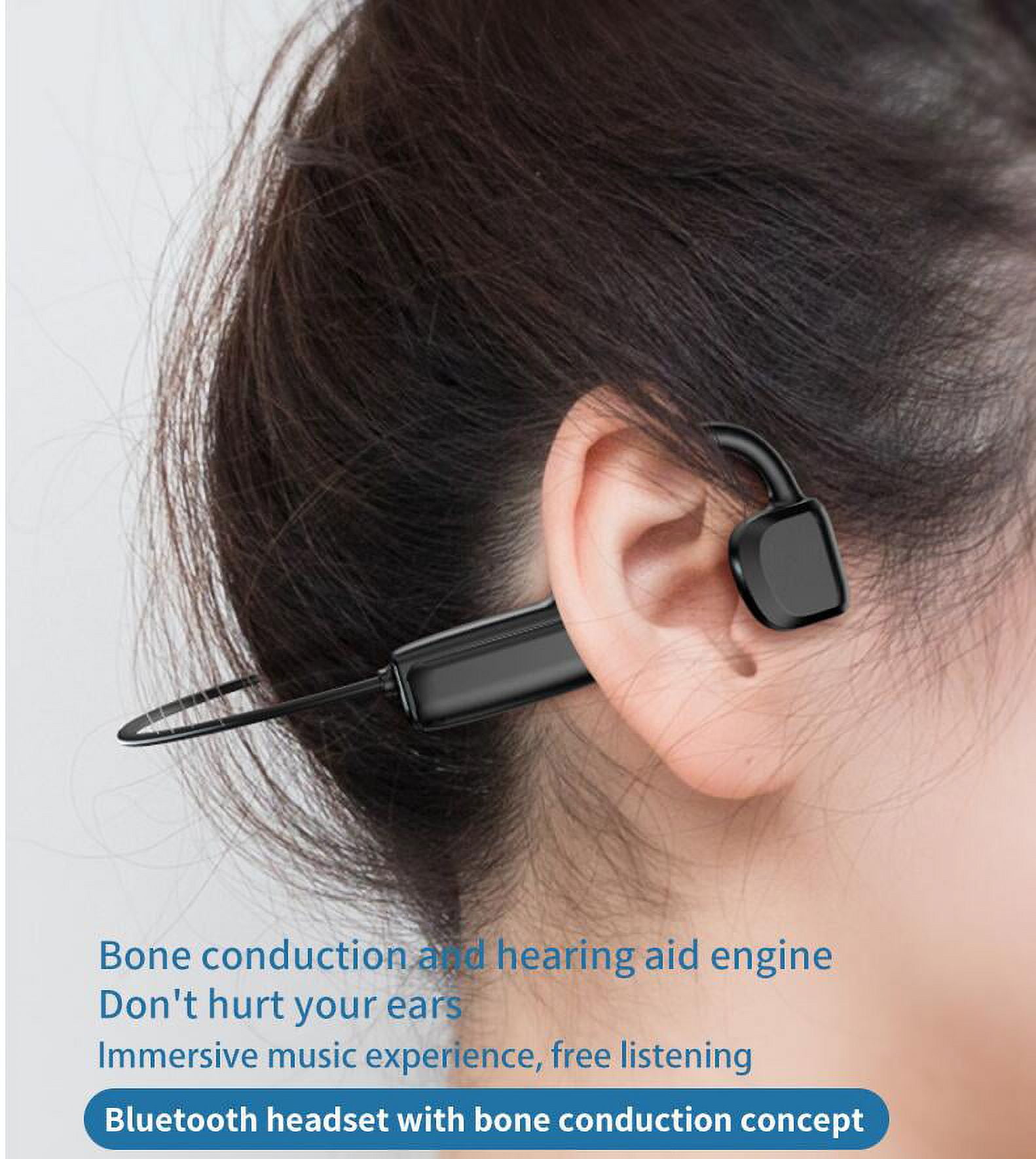 Bone Conduction Headphones Bluetooth - Wireless Open-Ear Headset with Microphones for Running Driving Cycling, Red