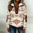 thumbnail image 6 of LEKWK Western Tops Aztec Geometric Pattern Graphic Tees Quarter Zip Pullover Tops Tribal Print Fleece Lined Daily Wear, 6 of 8