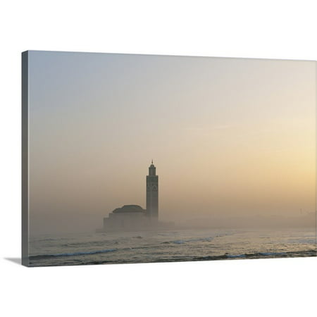 Great BIG Canvas Ian Cumming Premium Thick-Wrap Canvas entitled Hassan Ii Mosque In The Distance Casablanca,