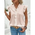 thumbnail image 6 of Women'S Blouses Dressy Boho Casual Ruffle Short Sleeve Tops Business Outfits Ladies Summer Trendy Work Shirts Apricot S, 6 of 8