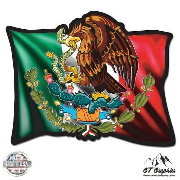 Mexican Flag Black - 3" Vinyl Sticker - For Car Laptop I-Pad Phone Helmet Hard Hat - Waterproof Decal
