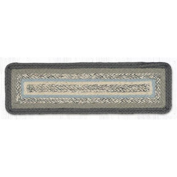Earth Rug 39-903 27 x 8.25 in. C-903 Charcoal, Gray & Ivory Braided Rectangle Stair Tread Mat