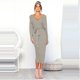 thumbnail image 5 of ICHUANYI Liquidación Vestido largo cálido con cuello en V de manga larga de punto a la moda para mujer ICHUANYI WER2023082200206, 5 of 9