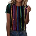 thumbnail image 1 of Gibobby Casual Playera de Manga Corta para Mujer Tops cuello redondo con estampado Vintage degradado diario para mujer, camiseta manga corta con cuello redondo, blu(Marrón,G), 1 of 4