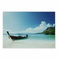 thumbnail image 1 of Landscape Cutting Board, Long Boat and Poda Island in Thailand Idyllic Nature View with Calm Coastline, Decorative Tempered Glass Cutting and Serving Board, Small Size, Multicolor, by Ambesonne, 1 of 1