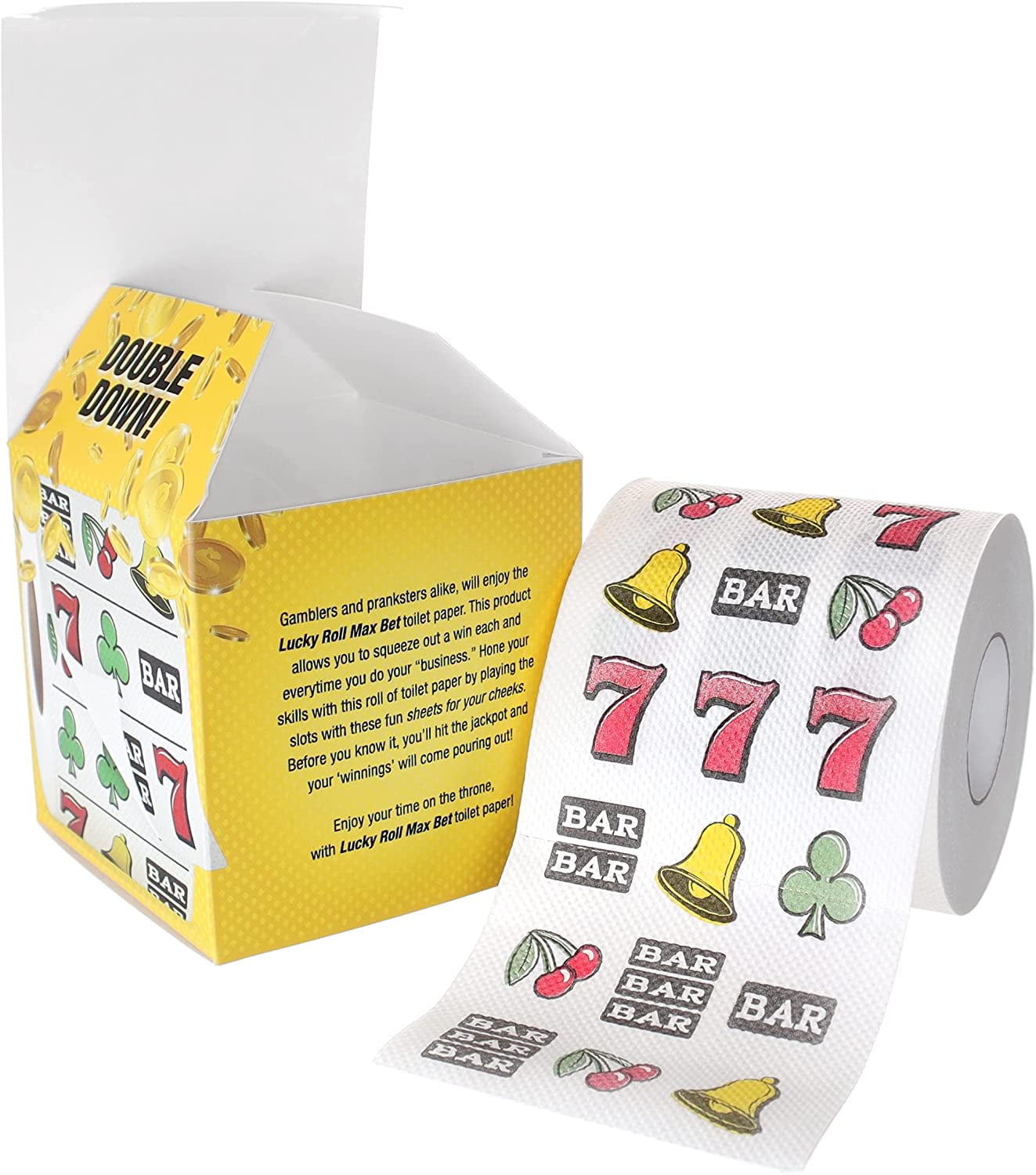 Lucky Roll Max Bet Novelty Toilet Paper - Casino Gambling Gifts - Slot Machine Themed Gift