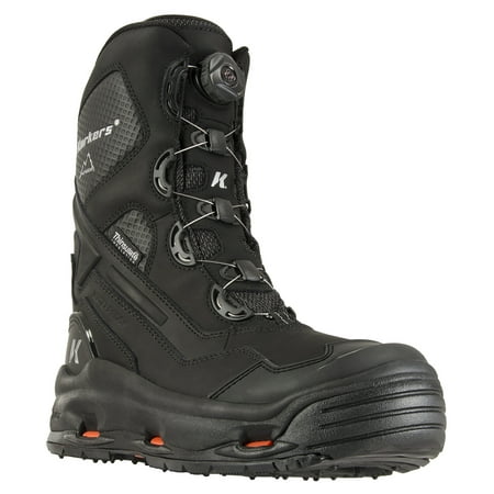 Korkers Men's Polar Vortex 600 Waterproof Snow Boots Black Leather Rubber 7 (Best Way To Waterproof Leather)