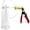 Red, variant on LeLuv Ultima Penis Pump, Brass w/ Red Handle, Silicone Grip, Clear Hose | 9" x 3.25" Cylinder