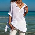 thumbnail image 2 of Blusa suelta de algodón con manga 3/4 y cuello redondo de verano para mujer Fridja  hj2319, 2 of 9