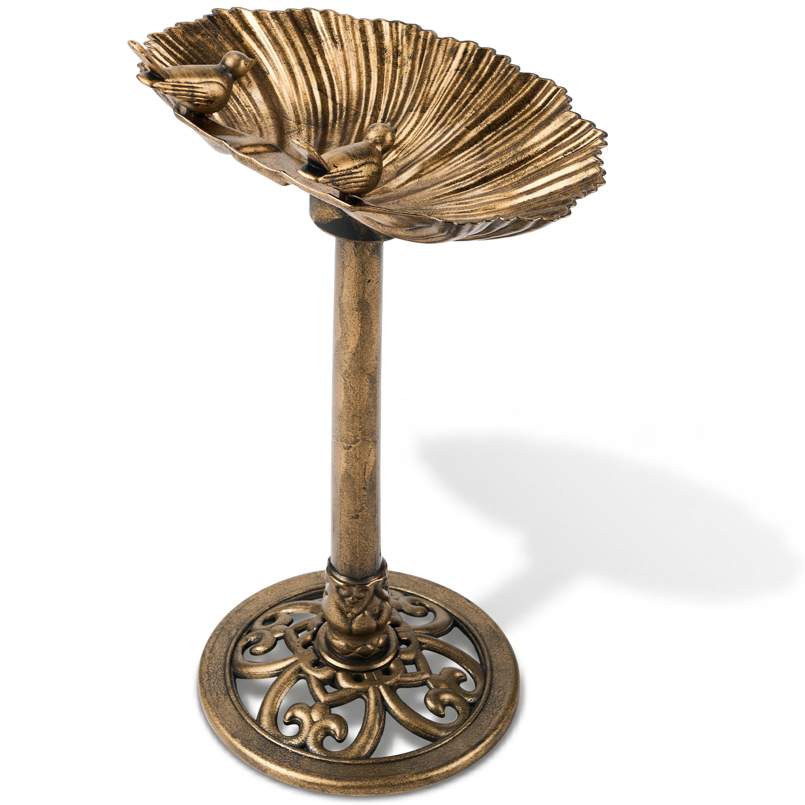 Resin Bird Bath With Shell Edge & 1.4W Solar Fountain, 50*36*81cm