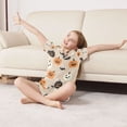 thumbnail image 3 of FORMRS Niños Short Sleeve Top and Pants Pajama Set Unisex Satin 2-Piece Sleepwear, Sizes 13-14Y, Beige Halloween Pumpkin, 3 of 8