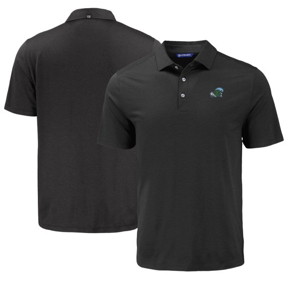 Men's Cutter & Buck Black Tulane Green Wave Coastline Epic Comfort Eco Recycled Polo