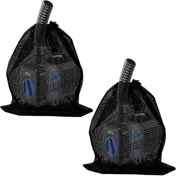 2Pcs Pond Pump Filter Bag, Pond Pump Bag for Outdoor Pond Filter, with Drawstring, Black Pond Pump Mesh Bag Filter (8.66"x 6.29")