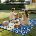 thumbnail image 4 of Blue Yellow Outdoor Rug 5x8 Ft - Reversible Patio Rug Outdoor Camping Rugs, Botanical Floral Motifs Wildflower Striped Washable Indoor Outdoor Area Rugs, Non-Slip Outdoor Carpet Runner for Deck/Porch, 4 of 8