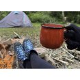 thumbnail image 6 of Red Co. Set of 4 Enamelware Metal 12 Oz Round Camping Coffee Mugs with Handle, White-Speckled Red/Black Rim, 6 of 9