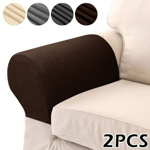 ODOMY 2PCS Spandex Stretch Fabric Armrest Covers Waterproof Anti-Slip Furniture Protector Sofa Armchair Slipcovers For Recliner Sofa