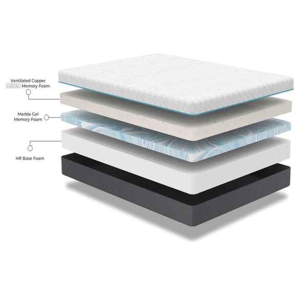Split Top Queen Memory Foam Mattress with Phase Change Cooling / Offers Plush Feel and Great Support