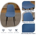 thumbnail image 5 of GZXS 5 Piece Dining Table Set for 4, Modern Industrial Kitchen Set W/ 63" Rectangle MDF Dining Table and 4 Blue Upholstered Chairs, Sturdy Iron Legs, for Living/Dining Room, Restaurant, Home Office, 5 of 9