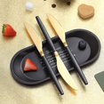 thumbnail image 4 of Juego de 6 cuchillos de mesa de acero inoxidable 18/0 con espejo dorado y negro para cena, mantequilla y carne, 8,66 pulgadas, 6 uds., 4 of 5