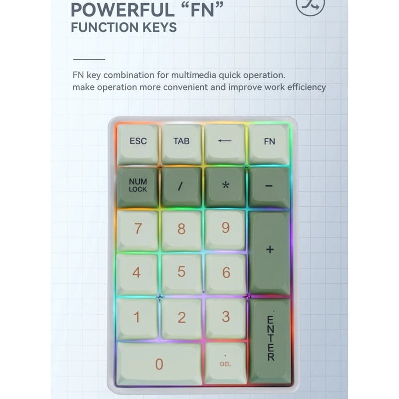 K21 21-Key Wireless Mechanical Keyboard BT/2.4Ghz/USB-C Connection Colourful Lighting Full Key Hot-Swap for PC Laptops
