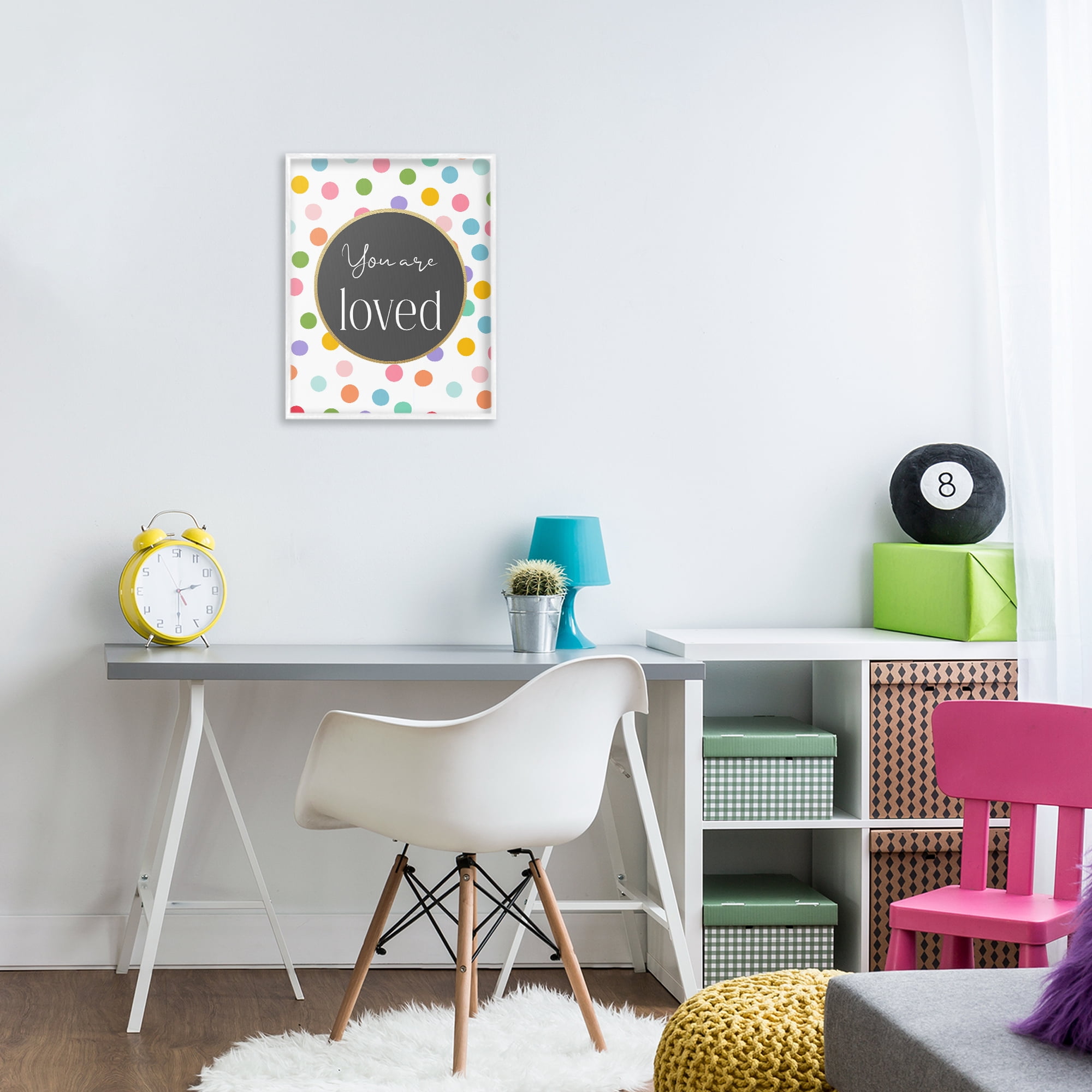 Stupell Industries You Are Loved Polka Dots White Framed Giclee Art, design by Christine Simpson Art
