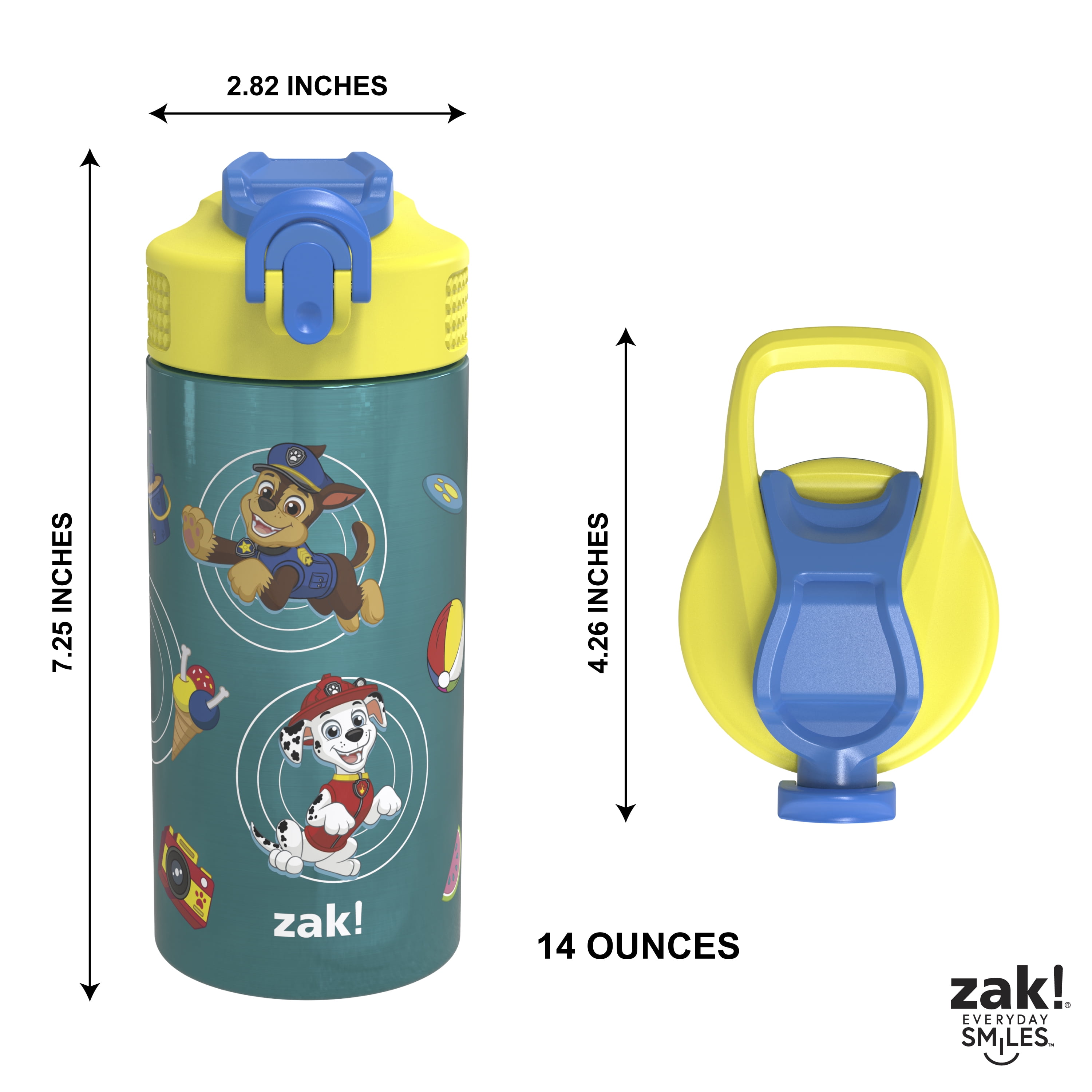 Zak Designs Shells 14 oz Double Wall Vacuum Insulated Thermal Kids Water  Bottle, 18/8 Stainless Steel, Flip-Up Straw Spout, Locking Spout Cover,  Durable Cup for Sports or Travel 